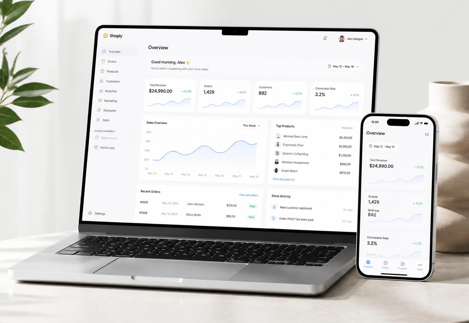 Altsweb commerce platform shown on a laptop and phone